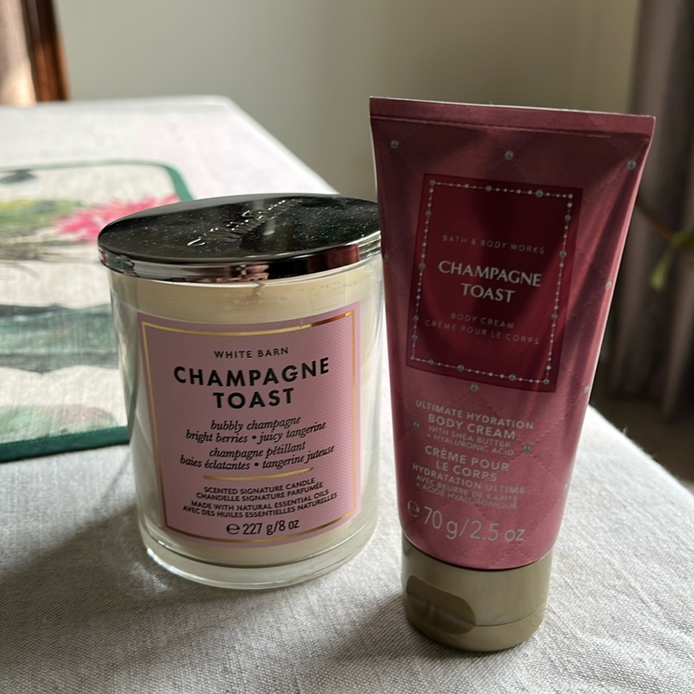 White Barn Champagne Toast Candle & body Cream